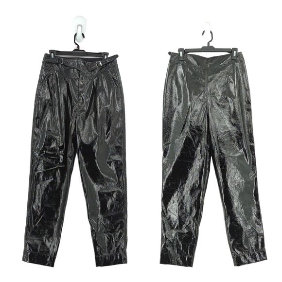 ROTATE BIRGER CHRISTENSEN Women 6 Wilde Trousers Faux Leather Black High Waist - Picture 3 of 10
